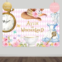 Alice Harikalar Diyarında (Alice in Wonderland) Doğum Günü Arkafon Tasarımı